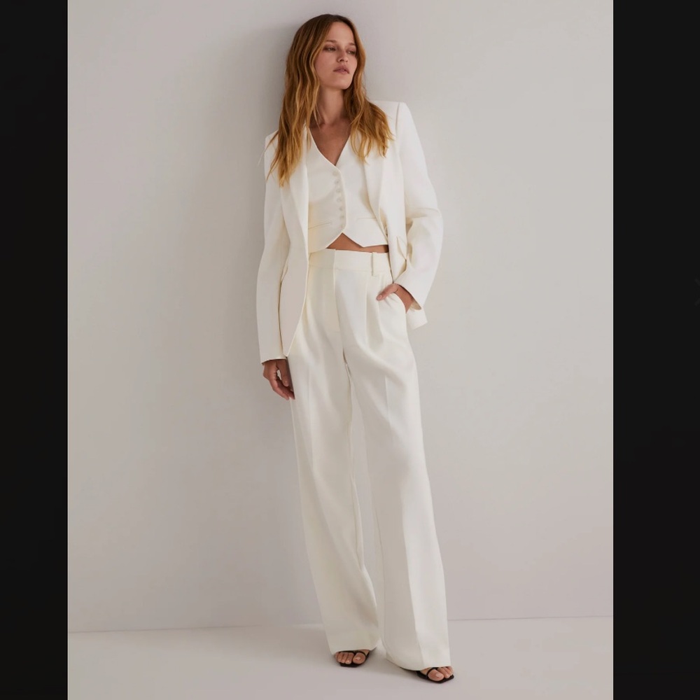 Favorite Daughter Ivory High-Rise Wide-Leg Trousers